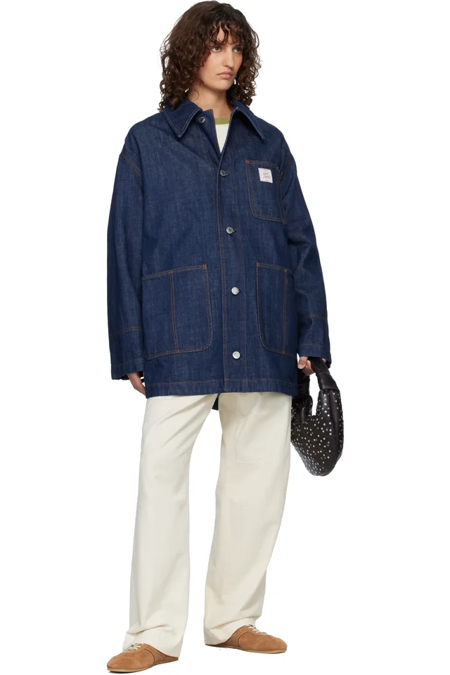 Indigo Cotton 'Ami Paris Heritage' Label Worker Jacket, photo 4 of 4 from SSENSE