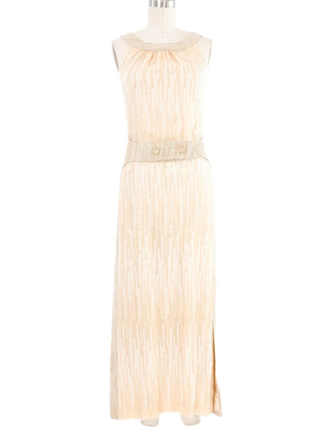 2001 Chanel Sequin Accented Tweed Dress in Tweed from Arcade Vintage