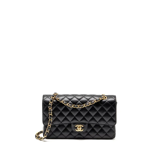 Chanel Medium Classic Double Flap Bag Caviar Black LGHW in Black Caviar leather from EMIER