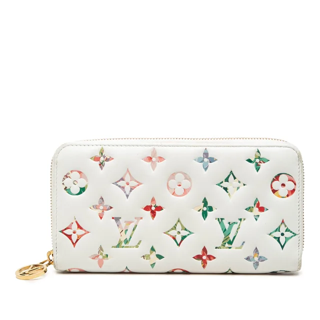 White Louis Vuitton Monogram Garden Zippy Long Wallet in White Lambskin from Designer Revival