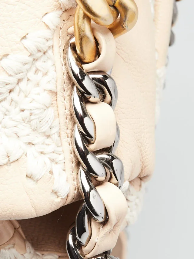 Beige Calfskin Leather Crochet Tweed Small Chanel 19 Bag in Beige Calfskin from Yoogis, photo 5 of 10