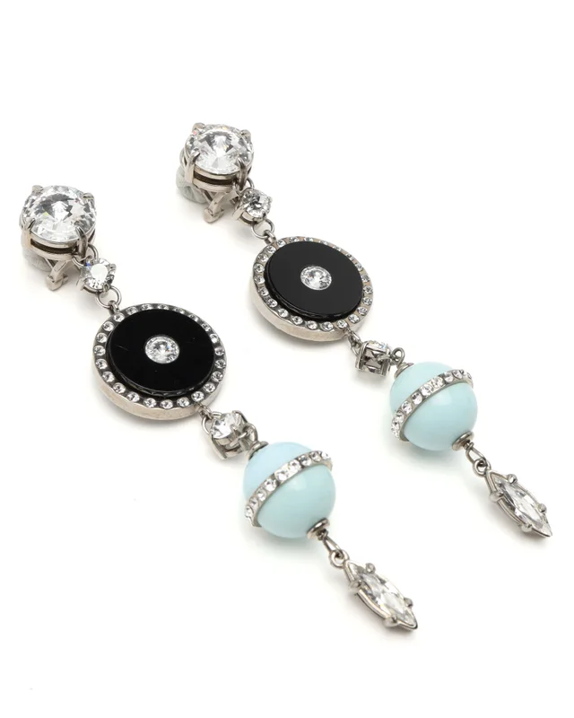 Miu Miu Rhinestone and Dangling Pearl Clip-on Earrings from A Retro Tale, photo 2 of 3