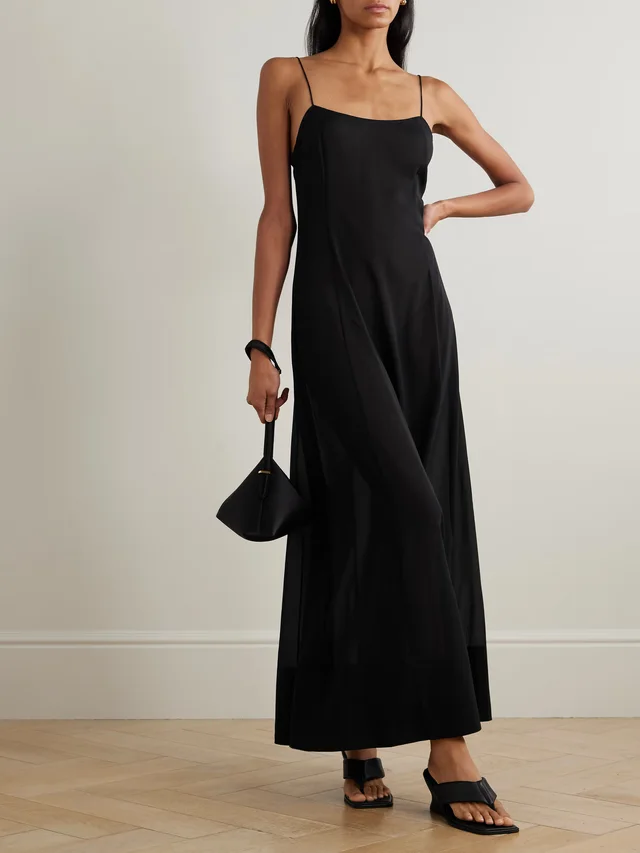 ST. AGNI Silk-blend georgette maxi dress in Black, photo 2 of 2 from NET-A-PORTER (Canada)