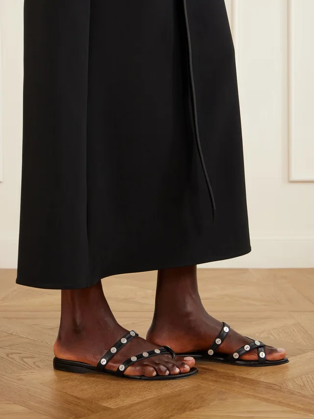 MANOLO BLAHNIK Irafli button-embellished leather sandals in Black, photo 2 of 2 from NET-A-PORTER (Canada)