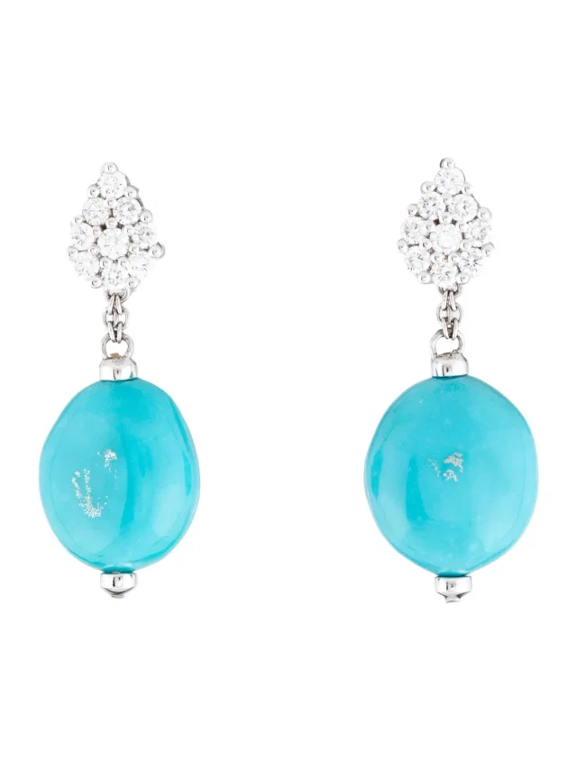 Damiani 18K Turquoise & Diamond Drop Earrings in multicolor from The RealReal