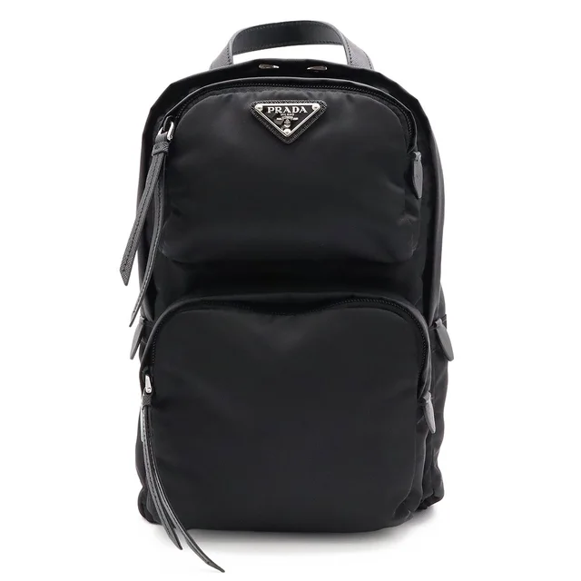 Prada Triangle Logo Belt Bag Crossbody Nylon Leather Nero Black in Black Nylon from The Reluxe