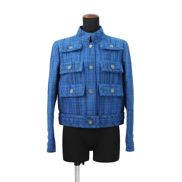 Chanel 2020 Resort Collection Checkered Tweed Jacket Size 36 BlueP62605 V46600 MG152 … Polyamide12 in Tweed from GALLERY RARE