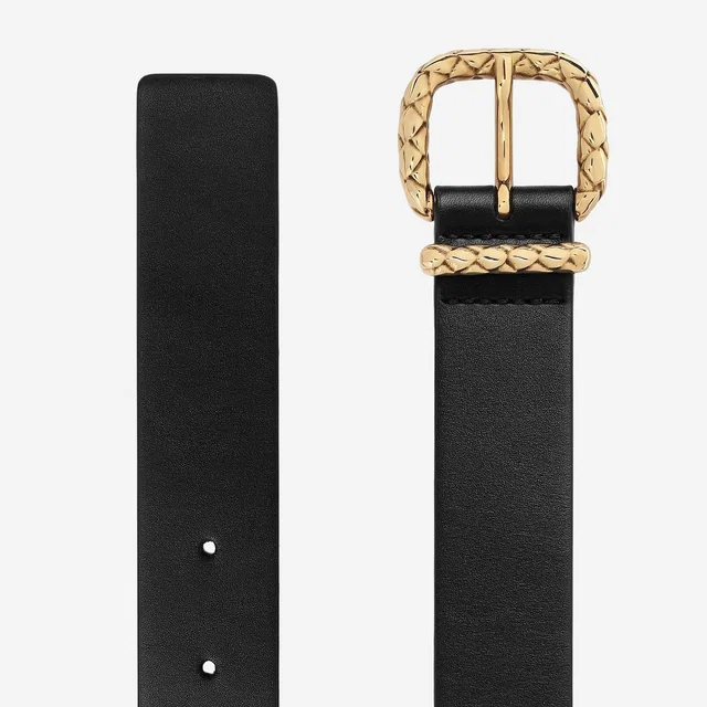 Bottega Veneta Coaxial Loop Belt — Black Leather in Black Leather from HEWI
