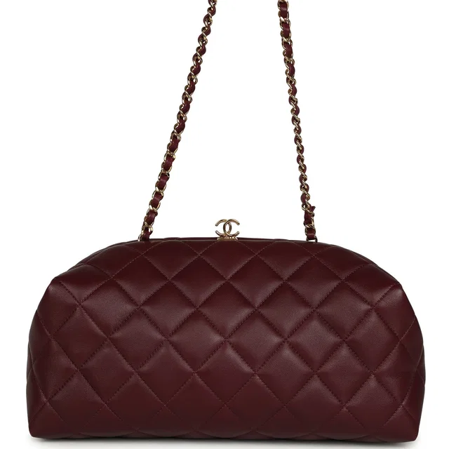 Chanel Large Quilted Clutch in Burgundy Lambskin from Madison Avenue Couture