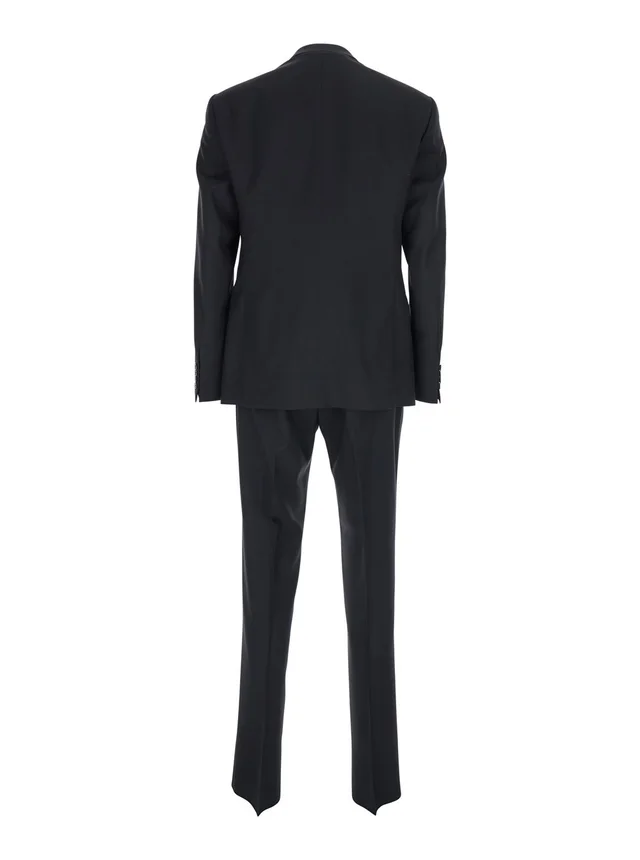 Emporio armani Single-breasted Suit with Peak Revers and Black Satin Details for Men in Black, photo 4 of 6 from Gaudenzi Boutique
