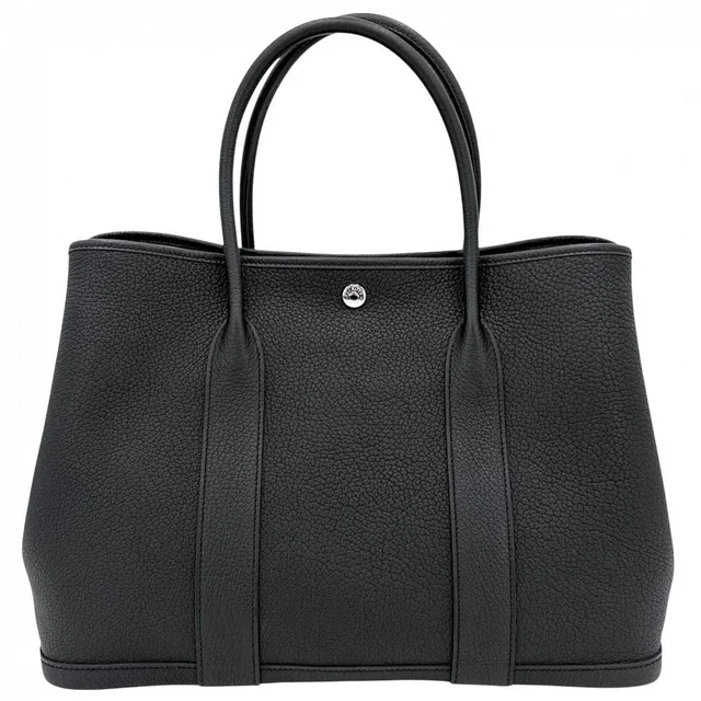 Hermès Handbag Garden Party PM Tote Leather Black Silver Ha in Black Leather from The Reluxe