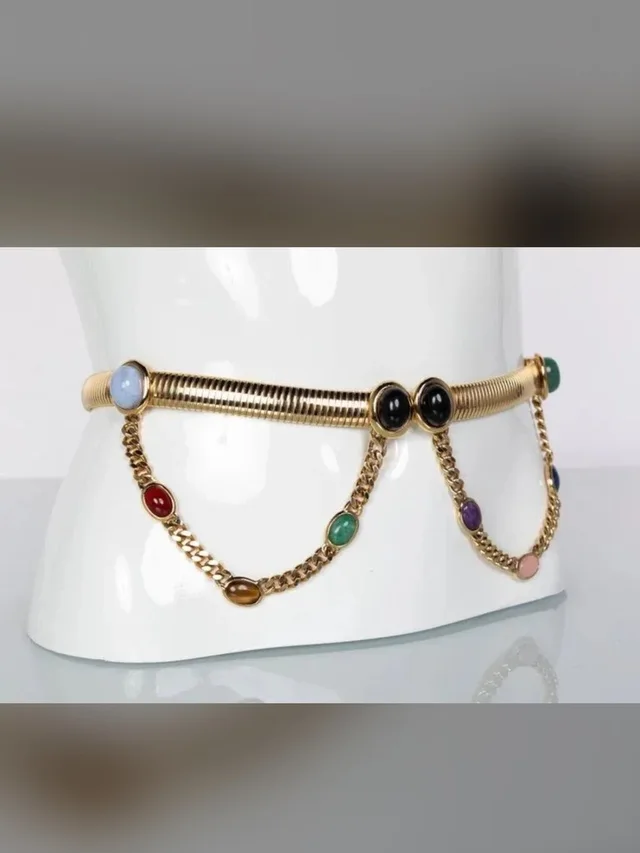 Judith Leiber Vintage Gold Belt With Stones in black|gold from Poshmark