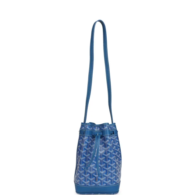 Goyard Goyardine Canvas Sky Blue Petit Flot Bucket Bag PM Palladium Hardware in Blue Chevroches Calfskin/Canvas from Madison Avenue Couture, photo 6 of 8