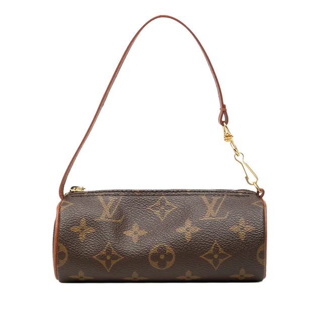 Brown Louis Vuitton Monogram Papillon Pochette Handbag in Brown Coated canvas from Designer Revival