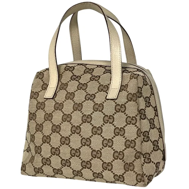 Gucci Handbag GG Pattern Canvas Beige White in White Canvas from The Reluxe