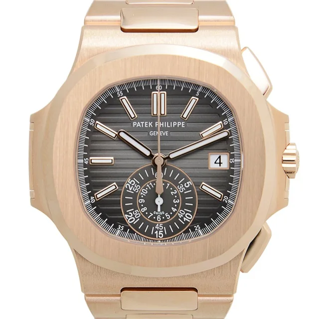 Patek Philippe Nautilus Chronograph Black Dial Mens Watch 5980-1R-001 in black|gold|pink from Jomashop.com