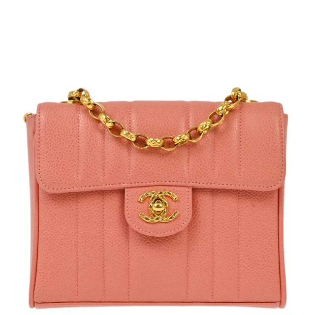 Chanel 1991-1994 Pink Caviar Mademoiselle Shoulder Bag in Pink Caviar leather from AMORE Vintage Tokyo