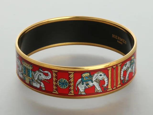 Hermès Wide Torana Elephant Enamel Bangle from Ann's Fabulous Finds, photo 3 of 5