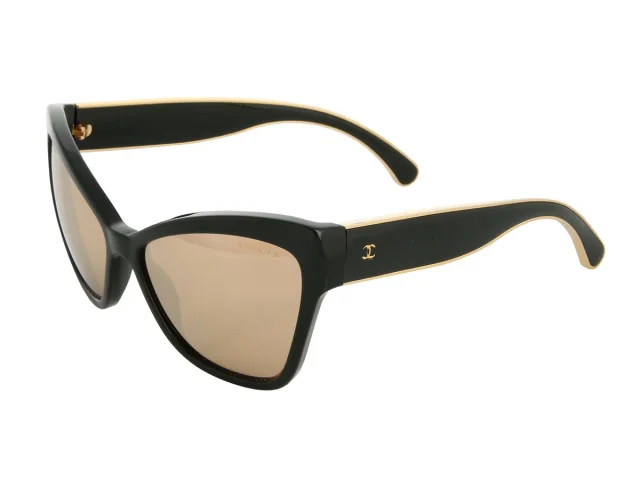 Chanel Black and Gold Mirrored Cat Eye Sunglasses in Black from Ann's Fabulous Finds, photo 2 of 6