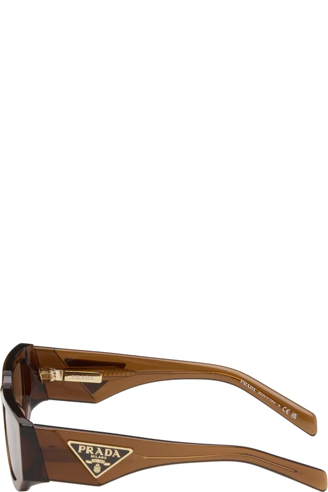 Prada Eyewear Brown Rectangle Sunglasses, photo 3 of 4 from SSENSE