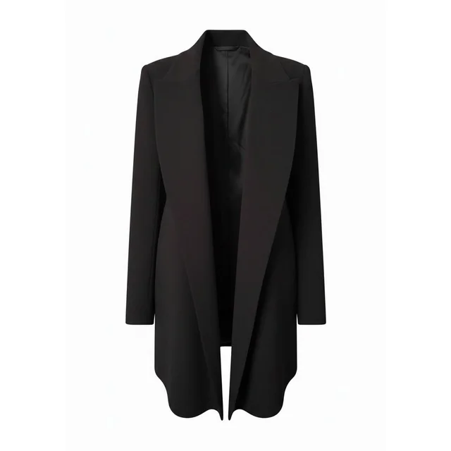 The Row Russo Black Long Line Blazer Size Us 2 Ss16 Open Viscose Crepe Pockets in black from Poshmark
