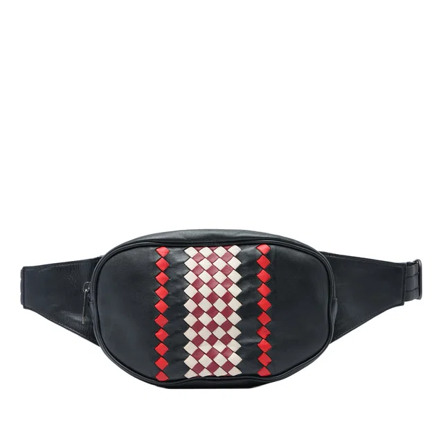 Black Bottega Veneta Intrecciato Trimmed Nappa Belt Bag in Black Nappa leather from Designer Revival