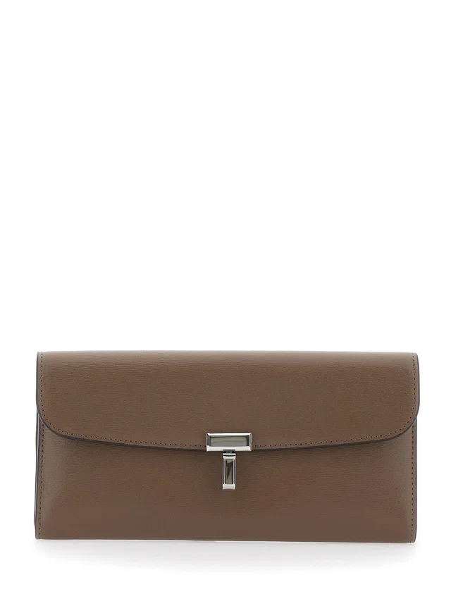 TOTEME T-Lock Leather Wallet — Beige in Beige Leather from HEWI