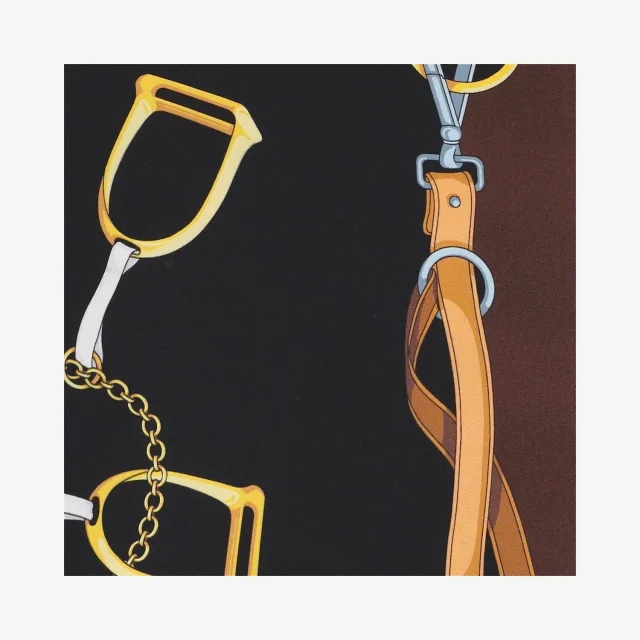 Gucci Equestrian Print Silk Twill Scarf — Brown Scarfs in Brown Silk from HEWI, photo 3 of 3