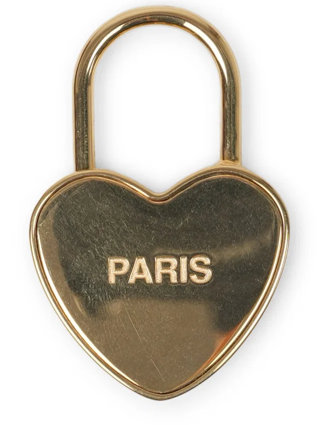 Celine Heart-Shaped Padlock Charm — Gold Brass Bracelets in Gold Leather from HEWI