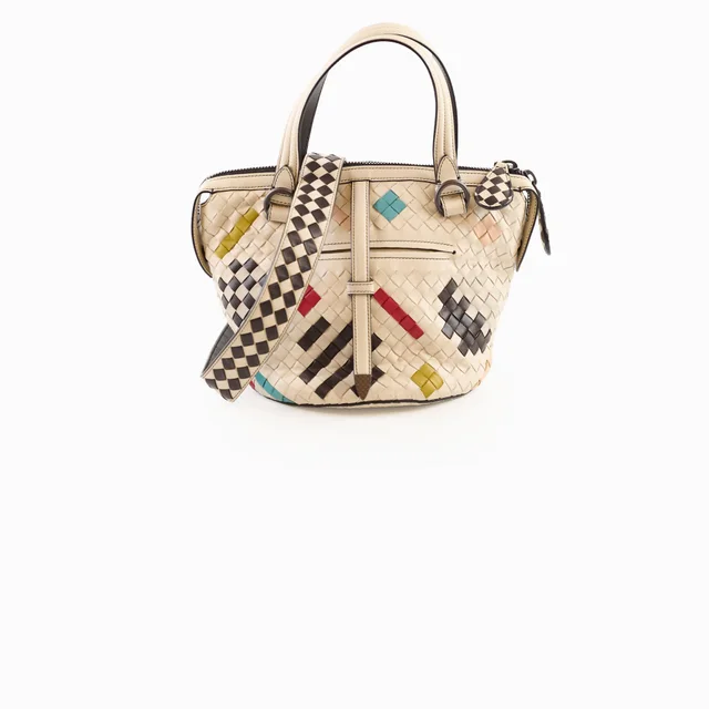 Bottega Veneta Abstract Tambura Crossbody Intrecciato Multicolor in Multicolor Woven leather from The Purse Affair