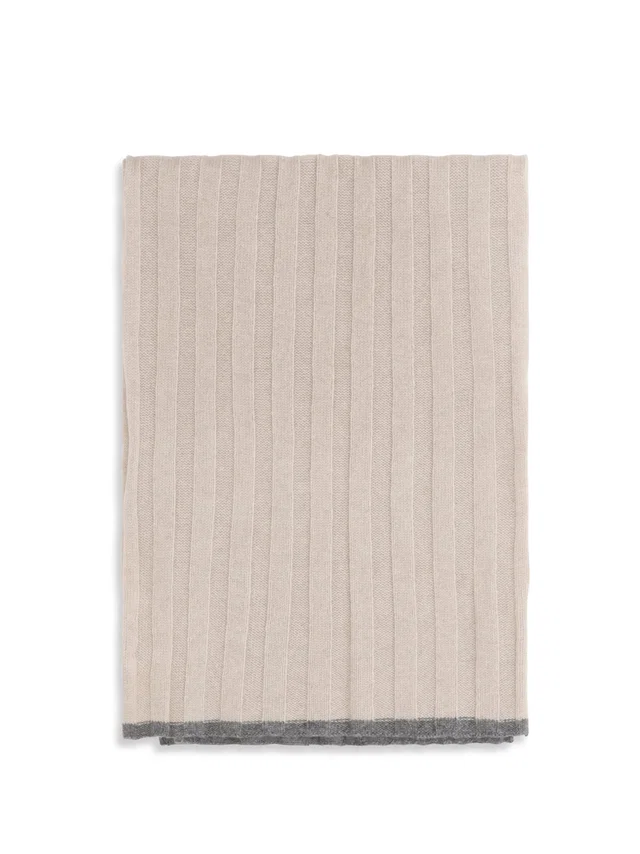 Brunello Cucinelli Ribbed Cashmere Scarf — Beige Kashmir/capra Hircus Scarfs in Beige Cashmere from HEWI