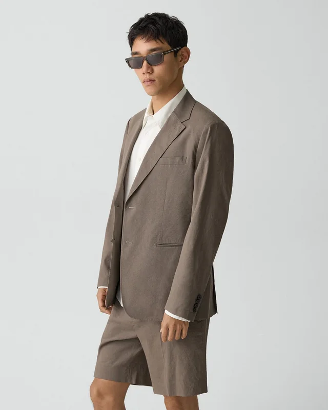 Theory Standard Blazer in Good Linen in MOREL 62% Linen, 36% Viscose, 2% Elastane, photo 2 of 12 from Theory