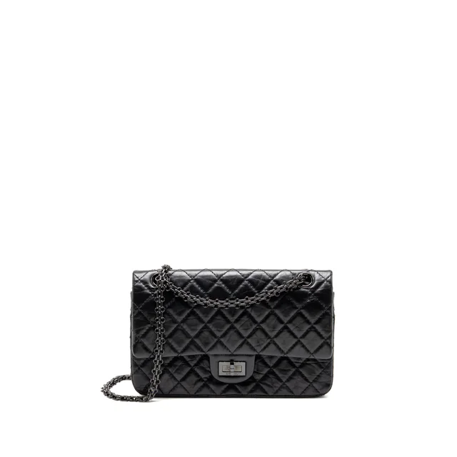 Chanel Small 2.55 Reissue Double Flap Bag Aged Calfskin So Black in Black Calfskin from EMIER