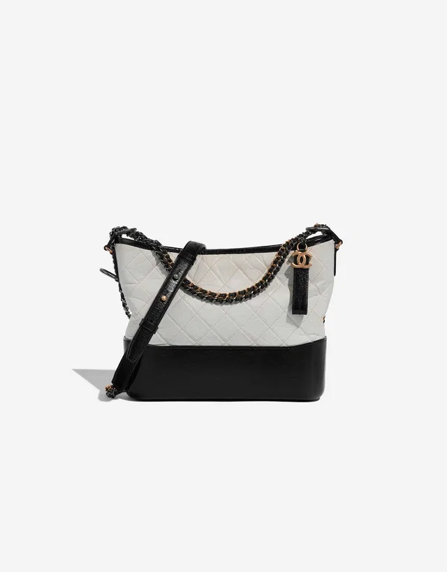 Chanel Gabrielle Medium Calf Black / White in Black, Multicolour, White Calfskin from SACLÀB