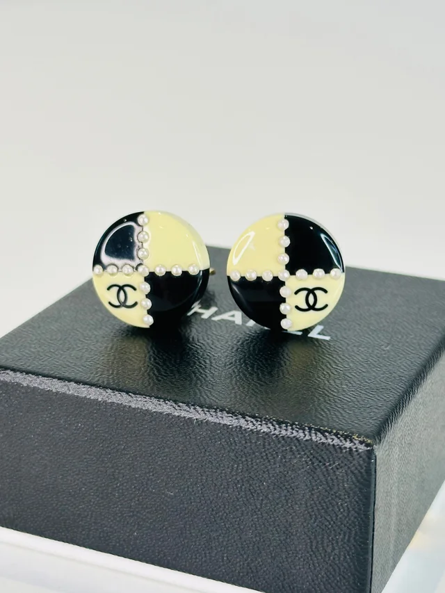 Chanel Checkerboard Clip-on Earrings from Edit Second Hand