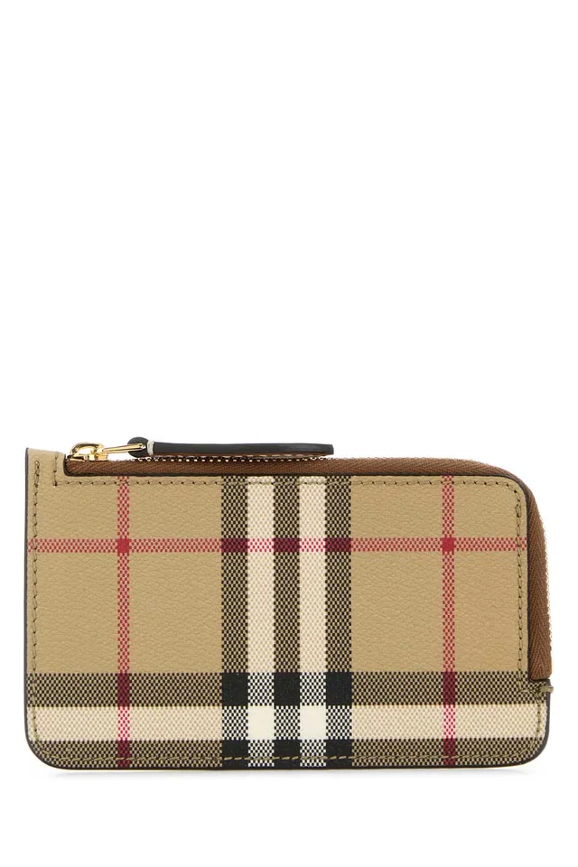 Burberry Somerset Card Case — Beige Polyurethane Polyester Cotton Wallet in Beige Canvas from HEWI