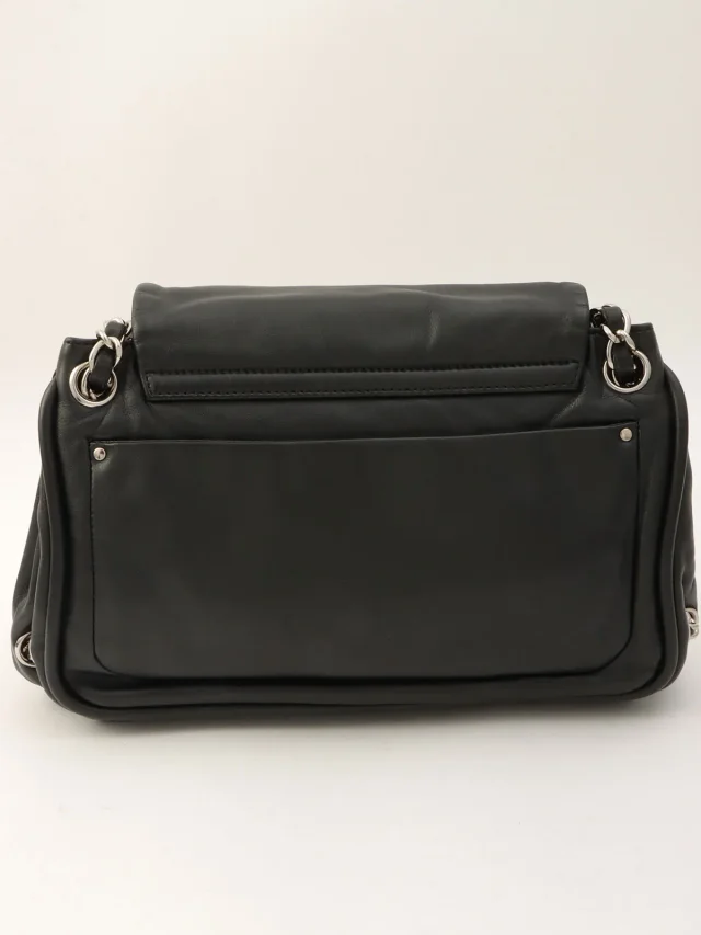 Chanel Around 2007, CC Mark Stitch Chain Shoulder Bag, Black in Black Lambskin from VINTAGE QOO TOKYO, photo 2 of 15