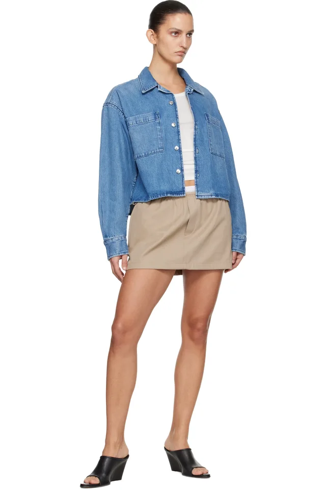 Alexander Wang Blue Cropped Long Sleeve Denim Shirt, photo 4 of 4 from SSENSE