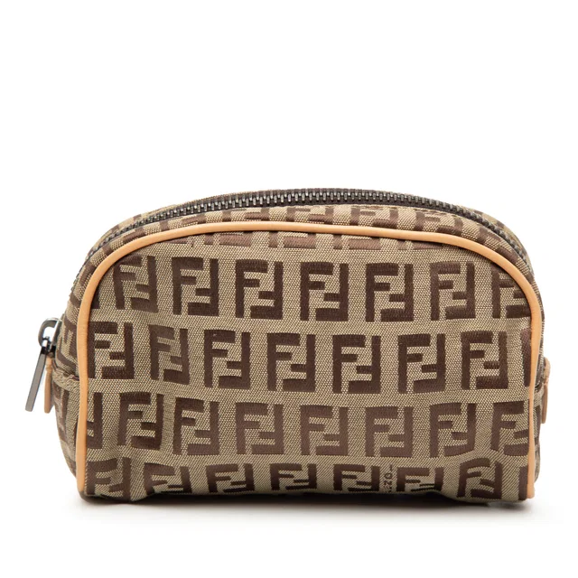 Beige Fendi Zucchino Canvas Pouch in Beige Canvas from Designer Revival