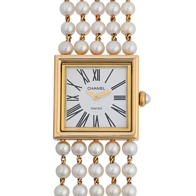 Chanel Mademoiselle Watch H0007 Quartz White in White from VINTAGE QOO TOKYO