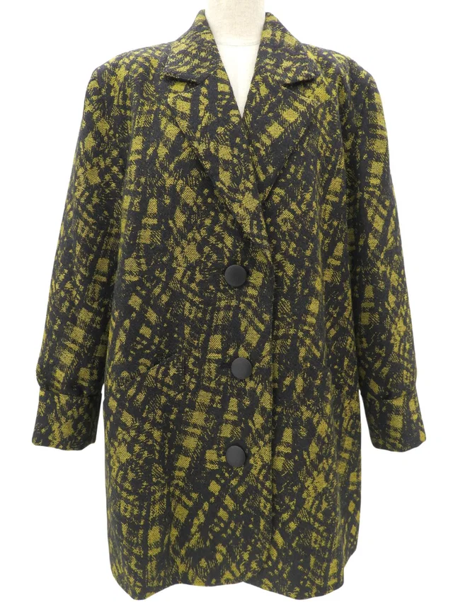 Dior Design Pattern Jacket #9 Yellow/Grey in Grey Wool from VINTAGE QOO TOKYO