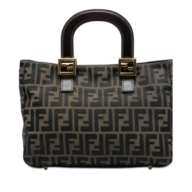 Brown Fendi Small Zucca Canvas Twins Tote in Brown Canvas from Designer Revival