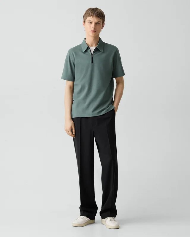 Theory Ryder Quarter-Zip Polo in Relay Jersey in LIGHT PINE GROVE 64% Viscose, 30% Polyamide, 6% Elastane, photo 5 of 12 from Theory