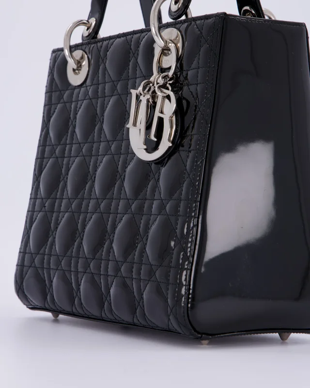 Black Patent Medium Lady Dior Bag in Black Patent leather from Sellier, photo 10 of 18