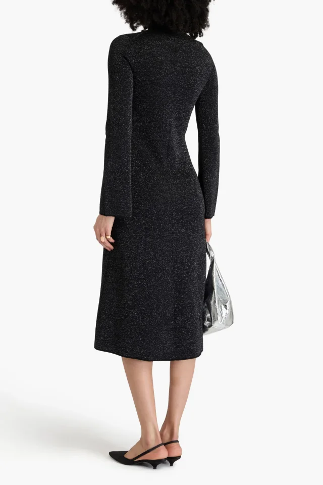 Joseph Metallic Merino Wool-Blend Turtleneck Midi Dress in Black, photo 3 of 4 from THE OUTNET