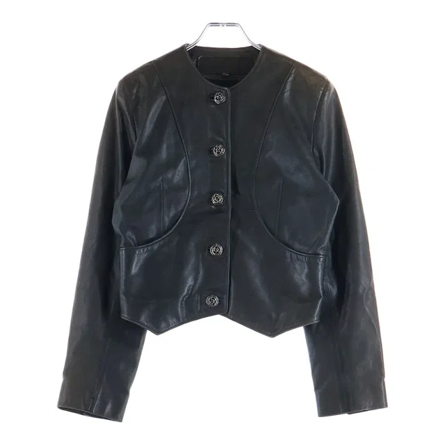 Chrome Hearts Floral Button Collarless Leather Jacket Brown in Brown Leather from The Reluxe