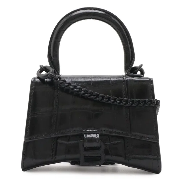 Balenciaga Hourglass Mini Bag 2-Way Chain Pochette Croco in Leather from The Reluxe