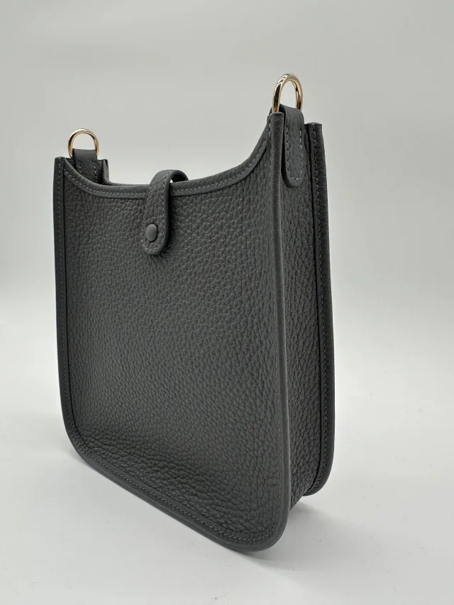 Hermès Mini Evelyne Ardoise Tourillon Clemence Gold Hardware in Clemence leather from Luxury Promise, photo 9 of 11