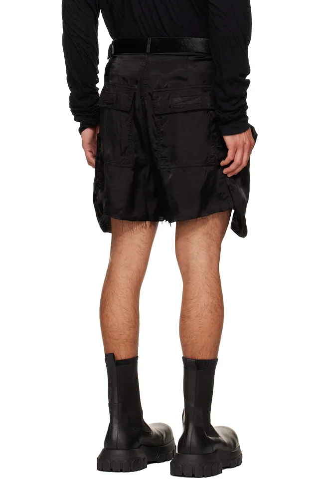 Rick Owens Black Temple Stefan Cargo Shorts, photo 3 of 5 from SSENSE