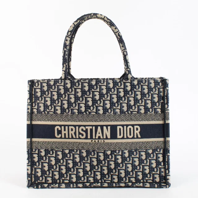 Dior Blue Oblique Medium Book Tote in Blue Canvas from Labellov